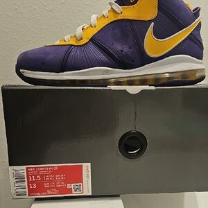 Nike LeBron VIII QS Purple and Gold Sneakers